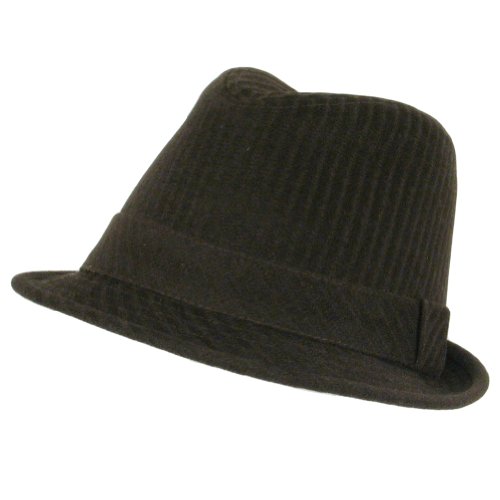 New Wool Corduroy Stingy Brim Fedora Trilby Hat Brown Medium Large