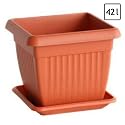 42 Liter Blumenkübel grosser Blumentopf + Untersetzer braun 45 x 45 cm Ton Optik