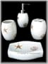 4 Piece White Sea Shell Nautical Bathroom Accessory Set