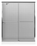 Kohler K-702204-G53-SHP Fluence 1/4 Thick Glass Bypass Bath Shower Door with Rhapsody Glass, Bright Polished Silver