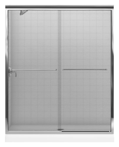Kohler K-702204-G53-SHP Fluence 1/4 Thick Glass Bypass Bath Shower Door with Rhapsody Glass, Bright Polished Silver