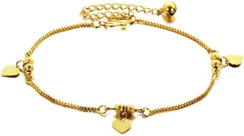 INTOP Fashion Box Chain Anklets Gold Plated Copper Heart Charms Link Ankle Bracelets Jewelry Gift