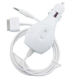 Eforcity White FM Transmitter w/ Car Charger for iPod models with dock connectors including iPhone / iPod Touch / iPod Classic / iPod nano Gen3 / iPod Video / iPod nano / iPod mini / iPod Photo / Apple iPod Classic 120GB / iPod with color display