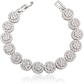 Ming Dynatie Women's Ice flower 18K White Gold Plated Austrian Crystals Silver Women Bracelets RXB0113