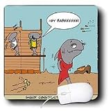 Londons Times Fish Fishing Deep Beneath Cartoons - Hammerhead Shark Construction Workers - Mouse Pads