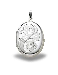 Sterling Silver Oval Four Photo Locket 3/4 inch x 1-1/4 inch Sterling Silver