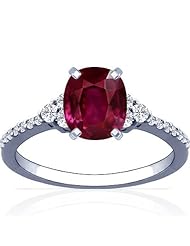 Platinum Cushion Cut Ruby Ring With Sidestones