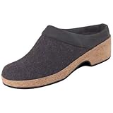 Haflinger Grizzly Clog Wedge with Leather Trim in Charcoal