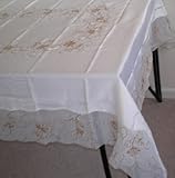 IMAGE OF 100% Polyester Satin with Embroidery Table Cloth 72x108