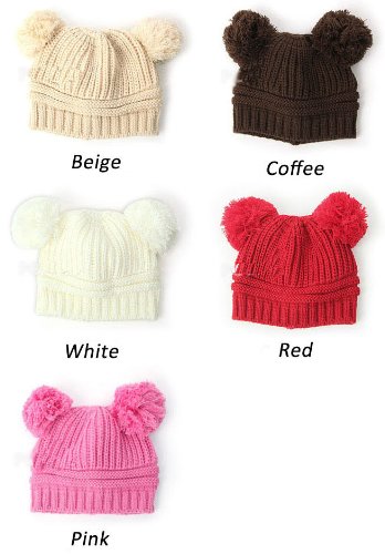 Hot Sale Winter warm earmuffs Baby Love Dual Ball Girls/Boys Wool knit sweater Cap Hat