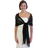 Tion Bridal Women's Chiffon Shawl One Size, Black