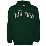 Michigan State Spartans Green Big Lettering Applique Full Zip Fleece Hoody Sweatshirt