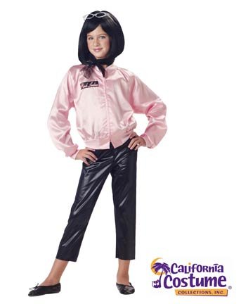 Pink Ladies Satin Jacket with Cire Pants Child Costume