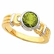 14K Two-Tone Gold Peridot and Diamond Ring