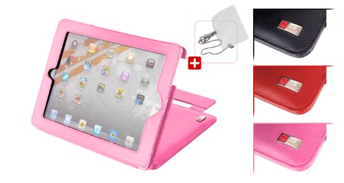 DURAGADGET Pink Leather Case With Stand In Gift Box For Apple's NEW Latest Generation March 2012 iPad 3 & iPad 2 (All Models) Magnetic Sleep / Wake Function + BONUS Car Charger & Screen Protector
