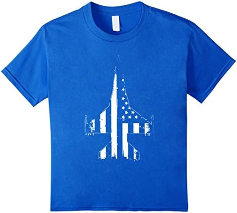 Kids Cool U.S Air Force Shirt - F16 U.S Flag shirt 10 Royal Blue
