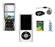 6 Items Accessory Combo Kit For Apple iPod Nano 5th Generation (5G Video): Includes Clear Crystal Hard Case, Clear/White Silicone Skin Case Cover, LCD Screen Protector, Lanyard, Adjustable Armband and Light Blue Fishbone Style Keychain