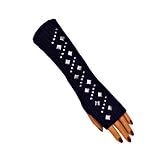 Purple Knit Warm Studded Arm Warmers