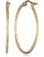 14k Yellow Gold Italian Fancy Diamond Cut 25 mm Hoop Earrings