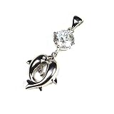 Dolphin Jumping Designed Sterling Silver Pendant with Rhodium Plated & Swarvoski Crystal (come with 16 or 18 Italian Sterling Silver Chain)