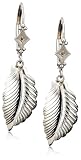 14k White Gold Diamond Leaf Leverback Earrings (.01 cttw, J Color, I2 Clarity)