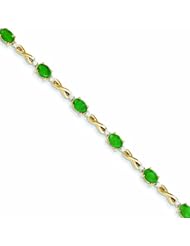 Genuine 14K Yellow Gold Diamond And Emerald Bracelet 7 Grams Of Gold 100% Satisfaction Guaranteed.