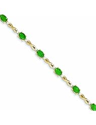 4.4 Carat 14K Gold Diamond and Emerald Bracelet