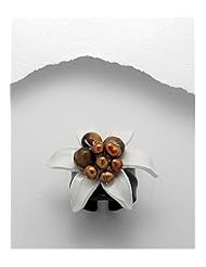 White Flower Leather Dyed Fresh Water Pearls Ring