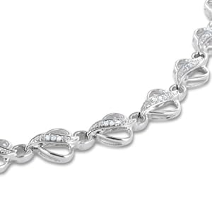 Sterling Silver Heart Shaped Diamond Tennis Bracelet -0.40 cttw - 7 inch