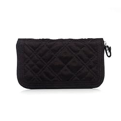 Olive N Figs Quilted Microfiber Zip-Around Wallet - Black