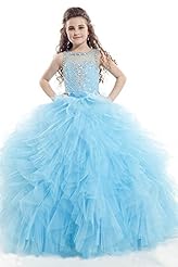 Girls Scoop Neck Crystal Pageant Dress 