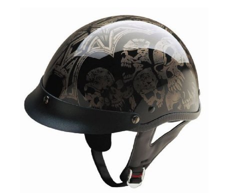 HCI Silver Screaming Skulls Half Motorcycle Helmet. 100-107 On Sale