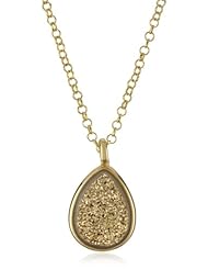 Marcia Moran "Glamour" Gold-Tone Druzy Stone Drop Pendant Necklace 18k Gold-Plated Necklace, 18"