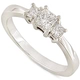 Three Stone Princess Cut Diamond Ring 1/2ctw (HI/SI) in 14K White Gold