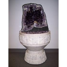 Aqua Amethyst Geode Fountain With Light And Crystal Sphere. from Floor-Standing Fountains