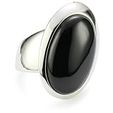 ELLE Jewelry Sterling Silver Black Agate Ring