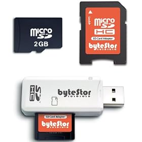 ByteStor 2GB Micro SD Card Universal Pack (includes USB Reader + Adapter)