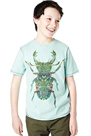 Pure Cotton Butterfly & Beetle Print T-Shirt with Stay New™