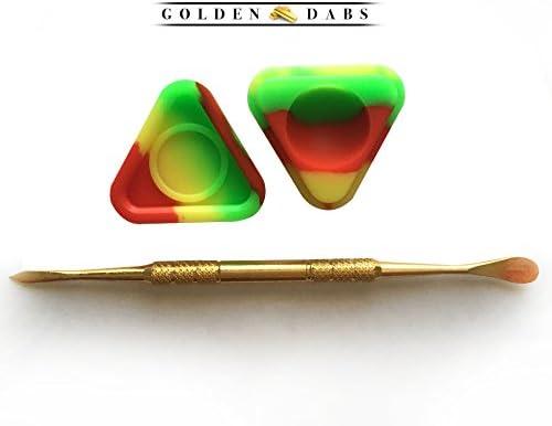 StayGolden Dab Scrape Stainless Steel Tip 4.75inch Dabbing Wax Carving Tool With One Random Colored Triangular Non-Stick Food Grade Silicone Dab/Wax/Oil Containers Non Stick Multi Use Storage Jar