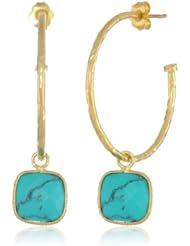 Argento Vivo Gold-Tone Turquoise Accented Hoop Earrings