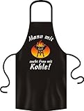 Grillschürze Original Rahmenlos ® Frau mit Kohle