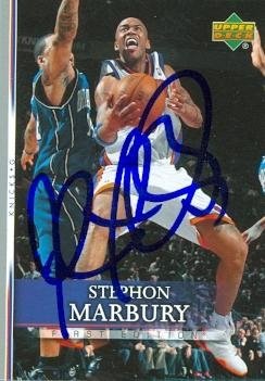 Stephon Marbury Autographed/Hand Signed Basketball Card (New York Knicks) 2007 Upper Deck #188
