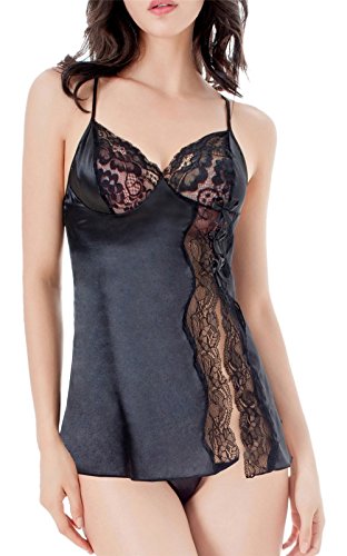 Ruzishun Women's sexy Lingerie Lace satin babydoll