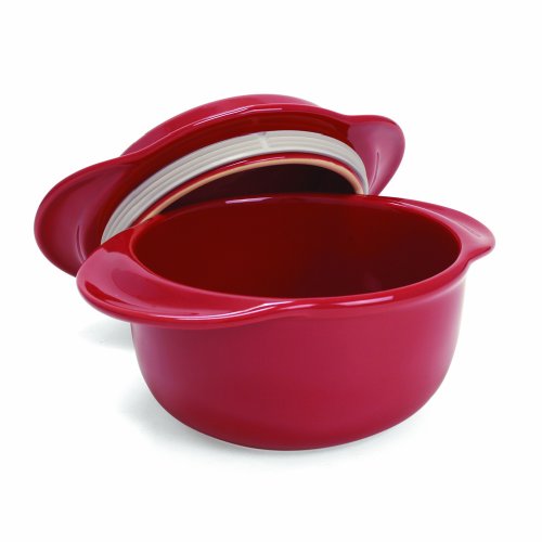 Chantal Make and Take 1.75 Quart Round Casserole With Lid, Apple Red