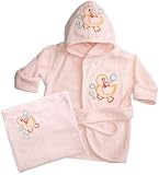 Funkoos Organic Baby Bath Set - Hooded Towels and Hooded Bathrobe, Girl, Newborn/Infant/Baby