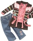 Nannette Little Girl 3 Pc Striped Sweater Set