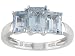 STERLING SILVER 2.49CTW EMERALD CUT SKY BLUE TOPAZ 3 STONE RING