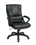 Leather Chair with Pillow Top Seat and Back Black