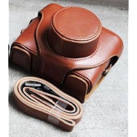 Bluecell Light Brown leather classic DC digital camera protection case/bag/cover for Fujifilm X10 EXR CMOS with f2.0-f2.8 4x Optical Zoom Lens and Free Bluecell Cable Tie