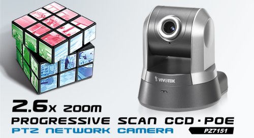 Vivotek PZ7151 PTZ 2.6X Progressive Scan CCD IP Network Security Camera POE